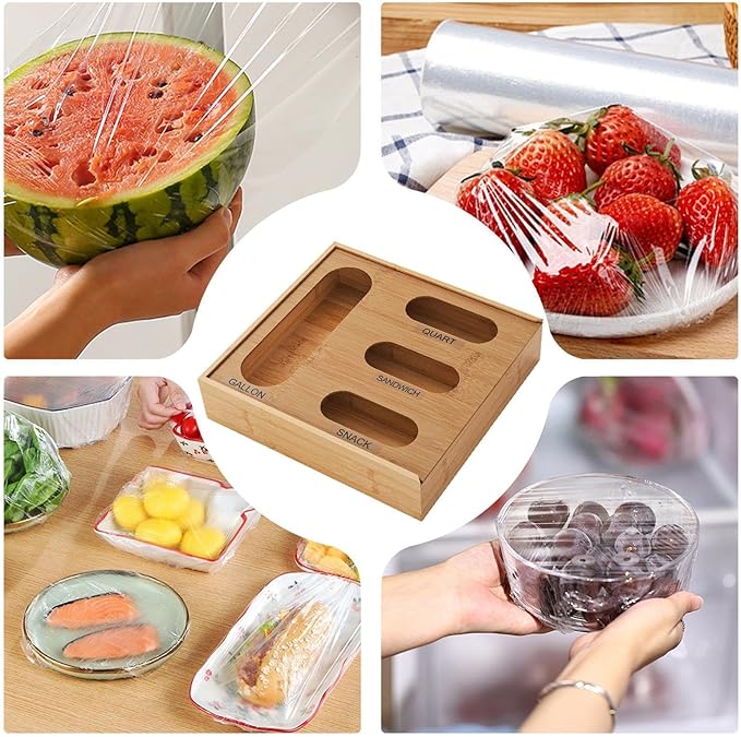 Storage Bag Organizer - 4 in 1 Holder Reusable | Bag Storage Organizer - for Gallon Quart Sandwich Snack Cabinet Closet Bathroom