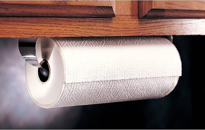 Prodyne Under Cabinet Paper Towel Holder, Silver and Black Small