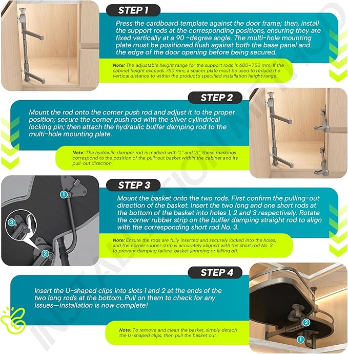 Blind Corner Cabinet Pull Out Organizer 12 14 16 18 Inch, 2 Tier Kitchen Cabinet Organizer, Heavy Duty Adjustable Lazy Susan Shelf with Soft Close, Left or Right Mount for Blind Corner Cabinets