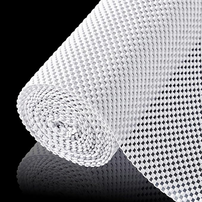 ALIUNI Shelf Liner for Kitchen Cabinet, Drawer Liners Non Slip Non Adhesive Thick Mat, Breathable Dresser Pantry Bathroom Protector, White, 24" x 120"