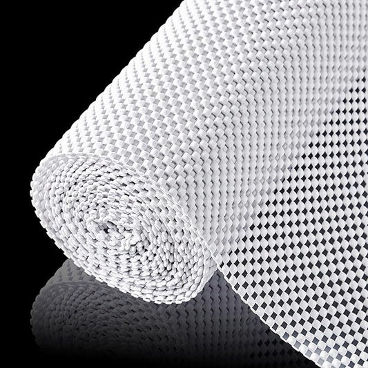 ALIUNI Shelf Liner for Kitchen Cabinet, Drawer Liners Non Slip Non Adhesive Thick Mat, Breathable Dresser Pantry Bathroom Protector, White, 12" x 120"