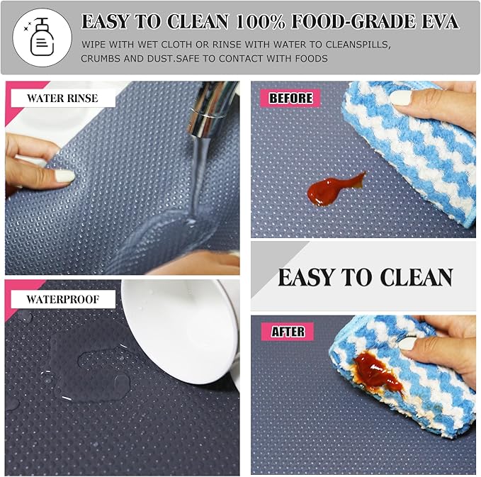Daixers 20Pcs Refrigerator Liners, Washable Fridge Liner Shelf Mats Refrigerator Pads for Cupboard Cabinet Drawer Home Kitchen Accessories Organization (Grey)