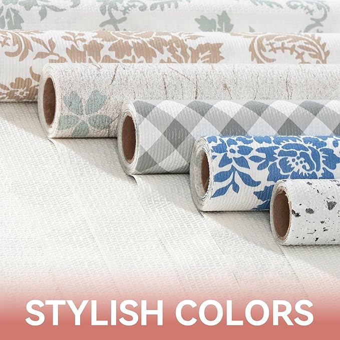 RAY STAR Shelf Liner, 12 Inch x 30 Feet Non Adhesive Vintage Sage Green Damask Floral Cabinet Liner for Pantry Drawer Vanity, Strong Grip Non Slip Waterproof, Shelf Liners for Kitchen Cabinets