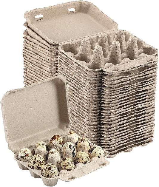 30 Pcs Quail Egg Cartons, Dozen Egg Box, 3x4 Blank Natural Color Pulp Paper Eggs Container, Egg Holder Reusable for 12 Count Quail Egg Carton Storage Strong Tray for Refrigerator