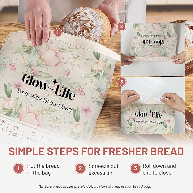 Reusable Bread Bags Set with Beeswax & Sourdough Bread Bag | Organic Cotton Bowl Cover | Freezer-Safe Bread Storage for Eco-Friendly Kitchens