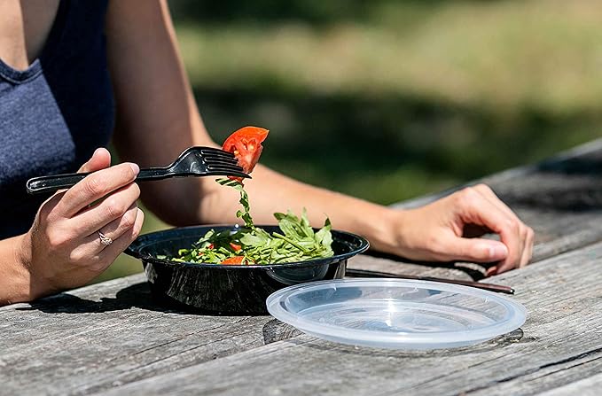 SafeWare Meal Prep Container Reusable with Lids [25 Set- 24oz] Round Ideal-Food Prep Containers, Food Storage Bento Box | Stackable | Microwave | Dishwasher | Freezer Safe.