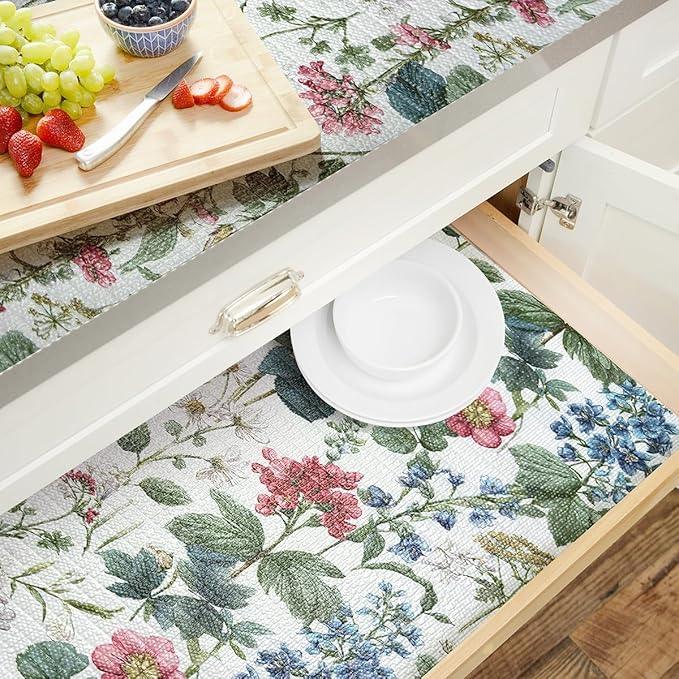 Quttisay Shelf Liner for Kitchen Cabinets Non Adhesive Drawer Liner,Cabinet Liner for Shelves,Non Slip Kitchen Drawer Liners for Dresser,Waterproof Shelf Paper for Refrigerator,Cupboard,12In x 16.4FT