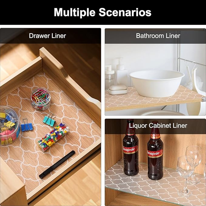 Cooyes Shelf Liner – Premium Non-Adhesive Cabinet & Drawer Liner for Kitchen – Waterproof Shelf Paper with Modern Pattern – Durable EVA Cabinet Mat – Easy to Cut (17.5" W x 197" L)