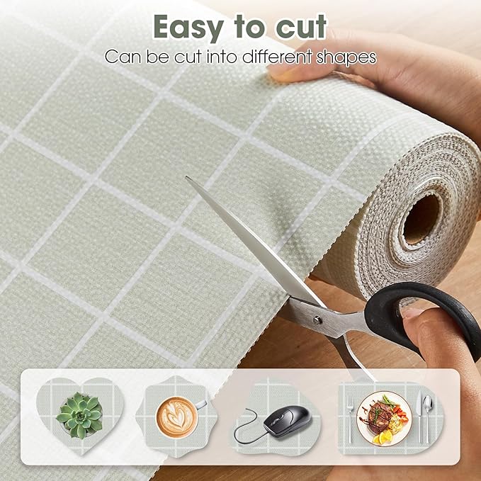 ALIUNI Drawer and Shelf Liner, Non-Slip Kitchen Cabinet Liners Non-Adhesive Thick Strong Grip Waterproof Washable Mats Protect Dresser Shelves Cupboard Bathroom Cabinets, Light Green, 18 in X 20 FT
