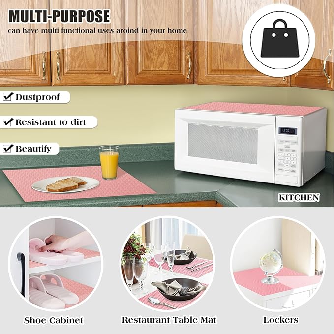 Daixers 20Pcs Refrigerator Liners, Washable Fridge Liner Shelf Mats Refrigerator Pads for Cupboard Cabinet Drawer Home Kitchen Accessories Organization (Pink)
