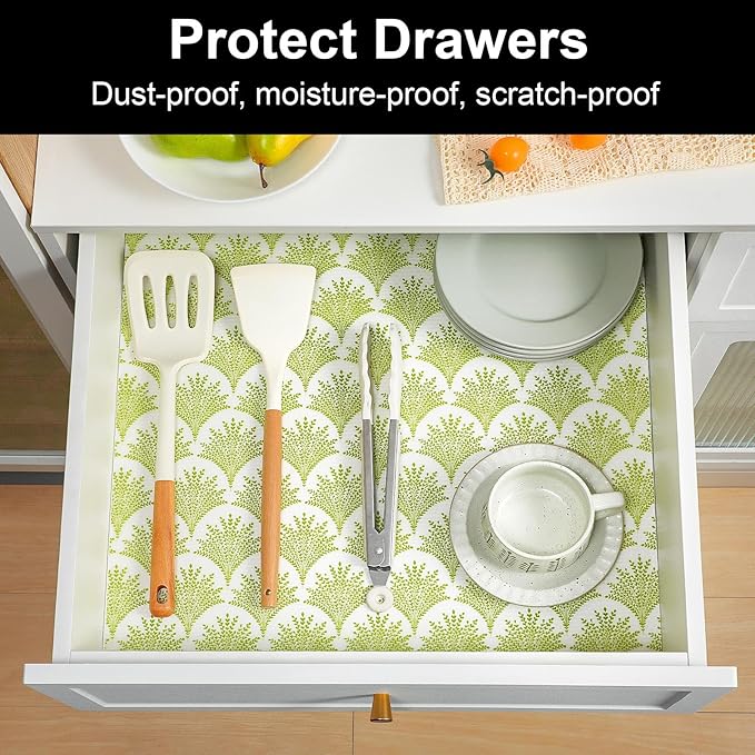 Cooyes Shelf Liners for Kitchen Cabinets, Refrigerator Liners Waterproof & Oil-Proof Kitchen Cupboard Liner Drawer Mats EVA Material Non Adhesive Fridge Liner for Shelves（17.5" W x 78.7" L）