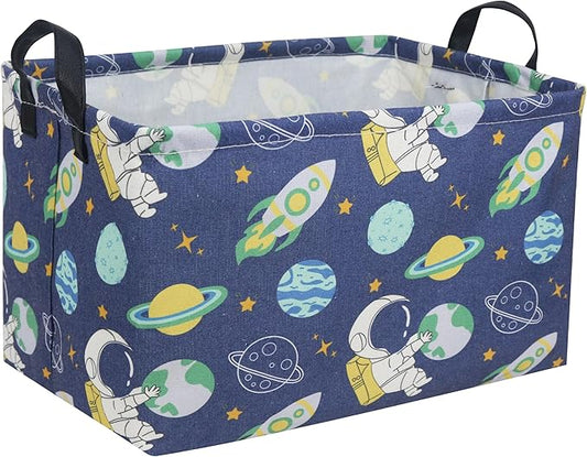 Sanjiaofeng Rectangular Kids Basket Space Storage Bins,Boys Basket Organizer.Waterproof PE Coating Storage with Handles.Clothers,Toys,Books,Kid's Gifts Storage. (Astronaut) …