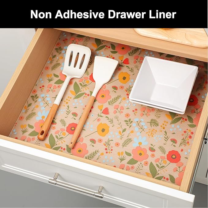 Cooyes Shelf Liner – Premium Non-Adhesive Cabinet & Drawer Liner for Kitchen – Waterproof Shelf Paper with Modern Pattern – Durable EVA Cabinet Mat – Easy to Cut (17.5" W x 78.7" L)