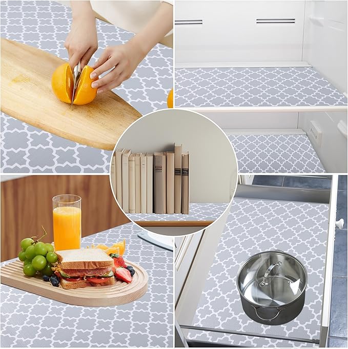 Shelf Liners for Kitchen Cabinets Non Adhesive 24 Inch Wide X 20 Ft Clear Non Slip Drawer Liner Waterproof Fridge Liner Closet Pantry Shelf Liner Cupboard Mat Kitchen Bathroom