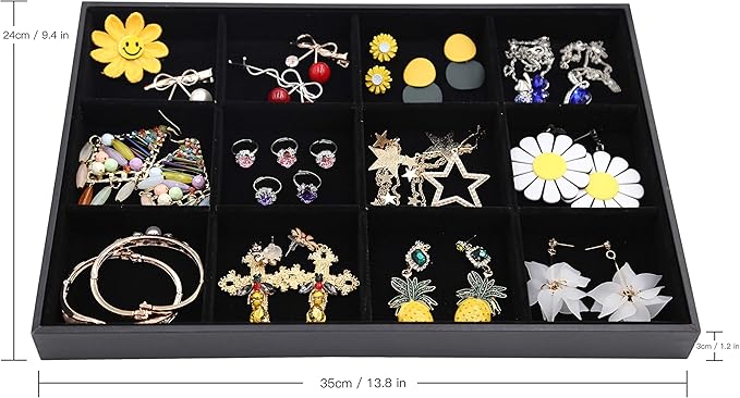 Stratalife Jewelry Tray Bracelet Holder Stackable Jewelry Organizer Removable Jewelry Display Drawer Organizer Holder Storage Show Case (12 Grid)