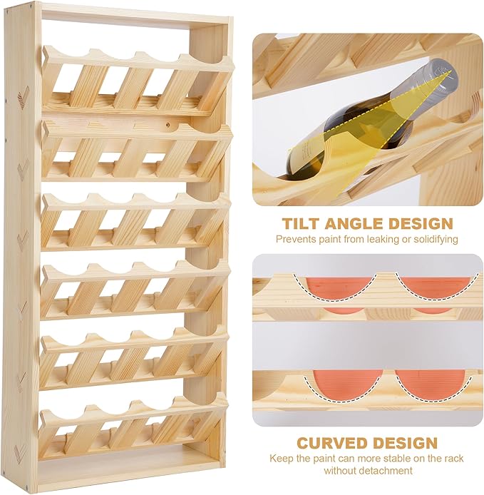 Yeshine 24-Can Spray Paint Storage Rack, Wooden Organization Rack for Paint and Lube, Craft Workroom Bottle Organizer, Wall Mount Aerosol Holder