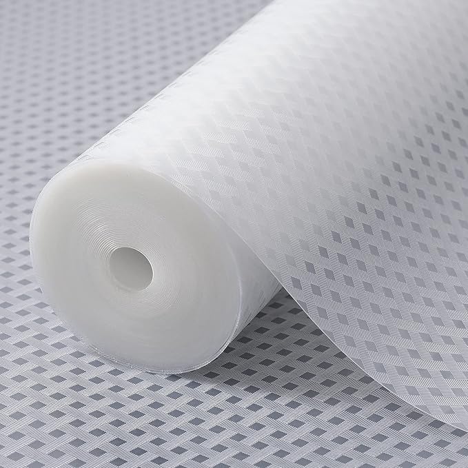 StaHom Shelf Liners for Kitchen Cabinets, Waterproof Kitchen Cupboard Liner, Refrigerator Liners and Durable Plastic Drawer Mats EVA Non Adhesive Shelves, Fridge - Clear 11.8 x 118 Inches