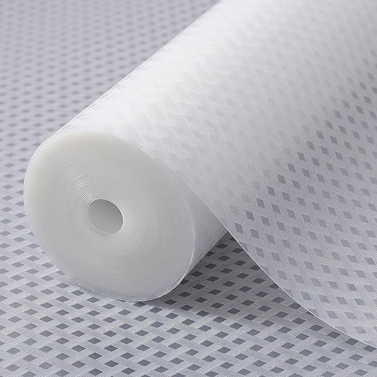 StaHom Shelf Liners for Kitchen Cabinets, Waterproof Kitchen Cupboard Liner, Refrigerator Liners and Durable Plastic Drawer Mats EVA Non Adhesive Shelves, Fridge - Clear 11.8 x 118 Inches