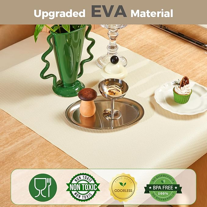 ALIUNI 100% EVA Shelf Liner for Kitchen Cabinet, 12" x 120" Drawer Liners Non Adhesive Non Slip Waterproof Plastic Paper, Dresser Pantry Bathroom Refrigerator Protector, Cream