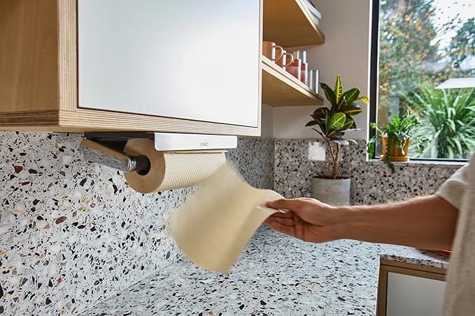 Joseph Joseph RollGrip Under Cabinet Paper Towel Kitchen Roll Holder, Space-Saving, Fits up to 5.5" Diameter Rolls