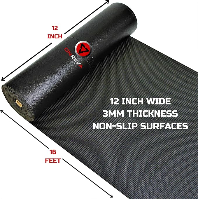 ONREVA Tool Box Liner 12 inch Wide x 16 Ft Large, Toolbox Drawer Liners, Heavy Duty Shelf Rubber Mat, Non Slip Pad Organizer for Rolling Tool Chest Drawers, Cabinet, Workbench, Black