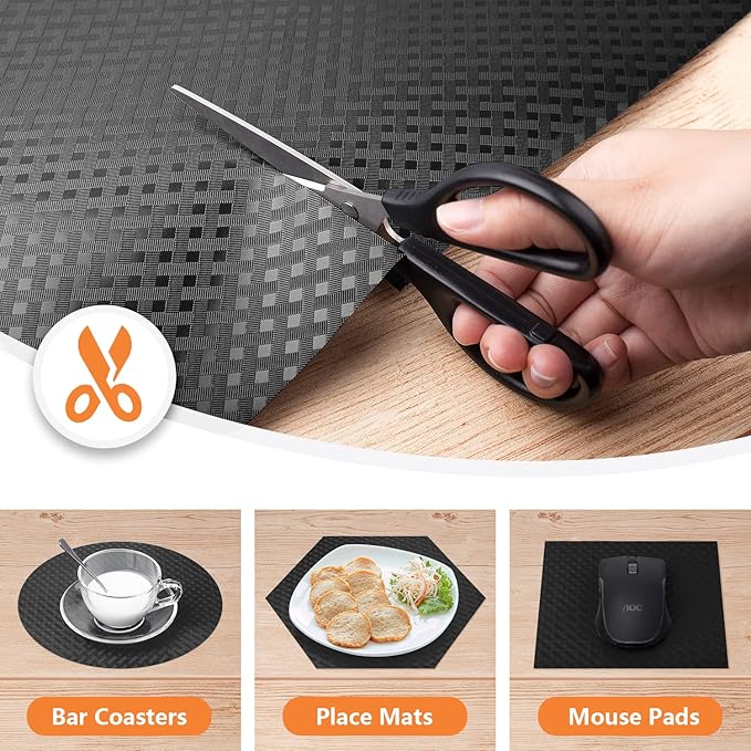 StaHom Shelf Liners for Kitchen Cabinets Refrigerator Liners Waterproof & Oil-Proof Kitchen Cupboard Liner Non-Slip Drawer Mats EVA Non Adhesive Fridge Liner for Shelves - Black 17.5 x 78.7 Inch