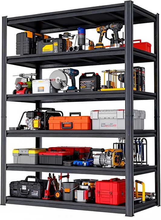 Metal Garage Shelving Unit, Heavy Duty 6-Tier Adjustable Storage Rack, Steel Shelving,2000 lbs Capacity, Industrial Shelves for Heavy Tools and Equipment (6-Tier 77.4" H × 39.4" W × 17.7" D)