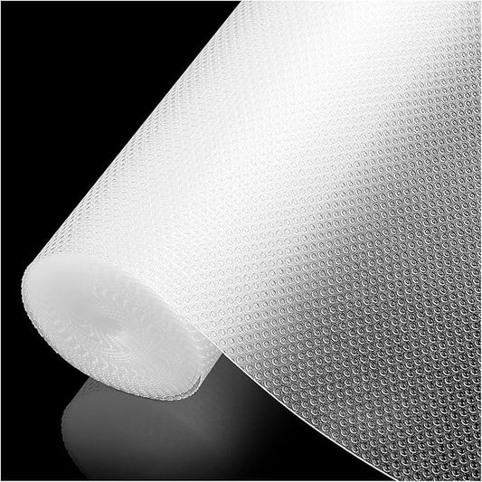 ALIUNI 100% EVA Shelf Liner for Kitchen Cabinet, 12" x 360" Drawer Liners Non Adhesive Non Slip Waterproof Plastic Paper, Dresser Pantry Bathroom Refrigerator Protector, Clear