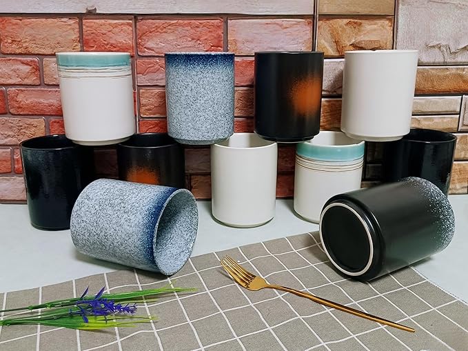 Short Kitchen Utensil Holder for Kitchen Counter, Ceramic Small Utensil Crock & Vase & Holder for Cutlery Spatula Brush Silverware Cooking Utensil Holder (Green Field)