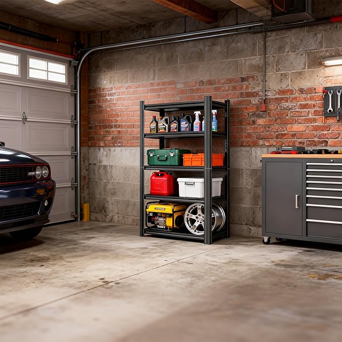 Metal Garage Shelving Unit, Heavy Duty 5-Tier Adjustable Storage Rack, Steel Shelving,2000 lbs Capacity, Industrial Shelves for Heavy Tools and Equipment (5-Tier 63" H x 27" W x 14" D)