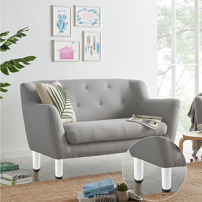 Set of 4 Stainless Steel Furniture Legs 5 Inch, Adjustable Round Cabinet Legs 2" Dia Kitchen Feet, Metal Replacement Legs for Cabinet Sofa Couch Shelves Table (White)