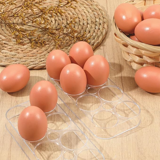 2 PCS Clear Egg Holder for Fridge, Durable Plastic Egg Storage Container Tray, Compact Kitchen Organizer Rack for Countertop, Holds 8 Eggs