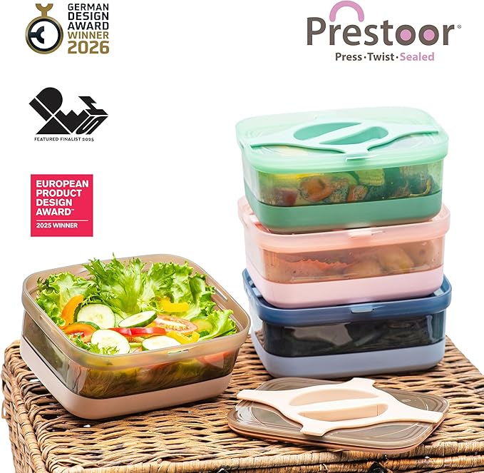 Bento Lunch Box Pack of 2– Leakproof Salad and Meal Prep 3 Cups 25.5oz Container Twistlock Lid Reusable Microwave and Dishwasher Safe BPA-Free For Work and On-the-Go