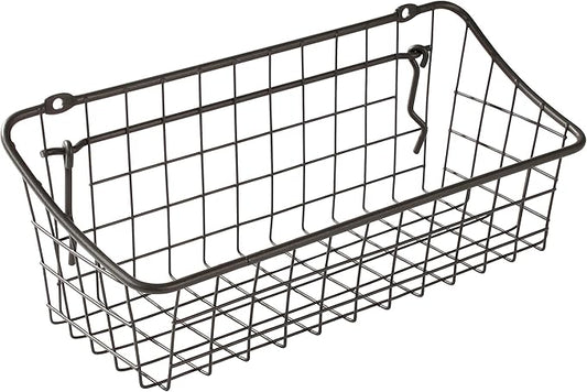 Spectrum Pegboard & Wall Mount Wire Basket Small (Industrial Gray) - Storage & Organizer for Garage, Tools, Shed, Home, Work Bench, Crafts, & More