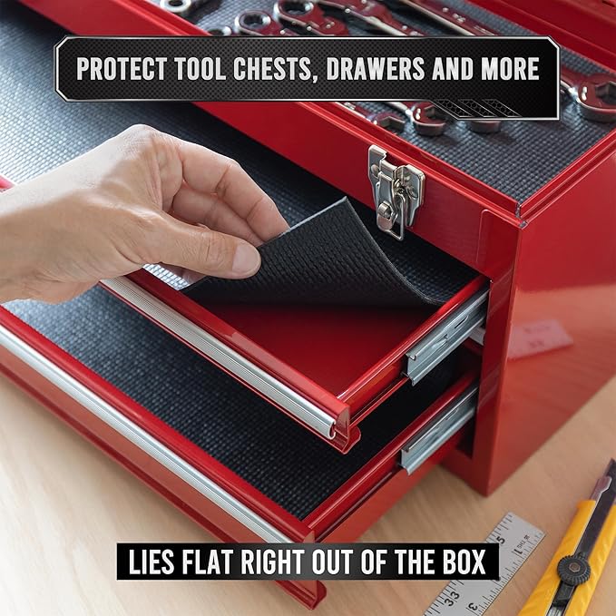 Precision Defined Professional Grade Tool Box Liner, 10 ft x 24", Black | Tool Box Drawer Liner, Shelf Liner Non Slip Mat, Thick Cabinet Shelf Liner, Toolbox Drawer Liner