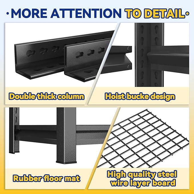 Garage Shelving, Heavy Duty 5-Tier Wire Shelving Unit, 72" H x 48" W x 24" D, 2500 lbs Load Capacity Storage Shelves, Adjustable Metal Shelves for Garage, Kitchen, and Pantry Storage