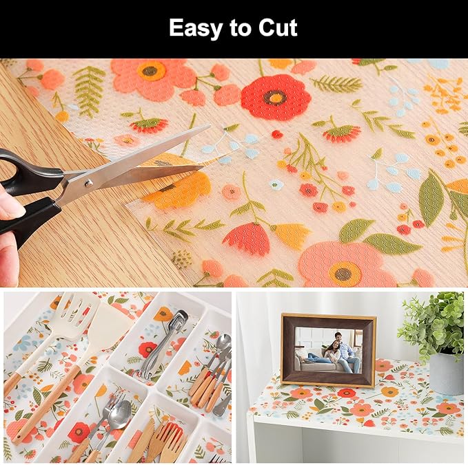 Cooyes Shelf Liner – Premium Non-Adhesive Cabinet & Drawer Liner for Kitchen – Waterproof Shelf Paper with Modern Pattern – Durable EVA Cabinet Mat – Easy to Cut （24" W x 120" L）