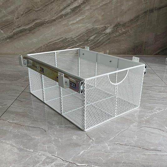 Pull Out Closet Drawer for Clothes | Sliding Wire Basket for Wardrobe Cabinets | Roll Out Storage Organizer | Side Mounting | for Home, Kitchen,Pantry