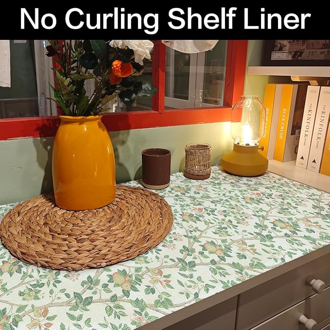 Terravue Shelf Liner for Kitchen Cabinets Non Adhesive Drawer Liners Non Slip Cupboard Liner Strong Grip Waterproof Cabinet Liners Easy to Clean Dresser Table Kitchen Shelves Paper 12IN x 16.4FT