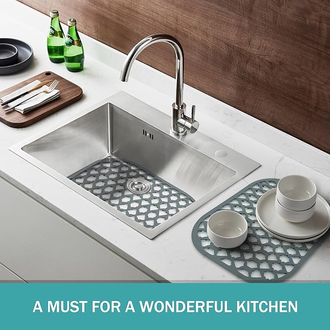 SAMSIER Sink Protectors for Kitchen Sink, Kitchen Sink Accessory - Silicone Mats Grid for Stainless Steel Strainer Bottom of Farmhouse Porcelain sinks (13”x11”, 2 Packs)