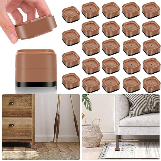 24 Pack Furniture Risers 1, 2 or 3 Inch, Adjustable Bed Risers Heavy Duty For Table Desk Couch Chair Sofa Cabinet Bed Legs Dorm, Square Stackable Bed Raisers Blocks Lift Height 1", 2" or 3", Brown