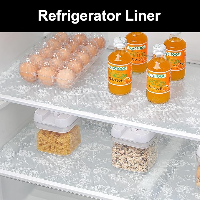 Cooyes Shelf Liners for Kitchen Cabinets, Refrigerator Liners Waterproof & Oil-Proof Kitchen Cupboard Liner Drawer Mats EVA Material Non Adhesive Fridge Liner for Shelves（11.8" W x 236" L）