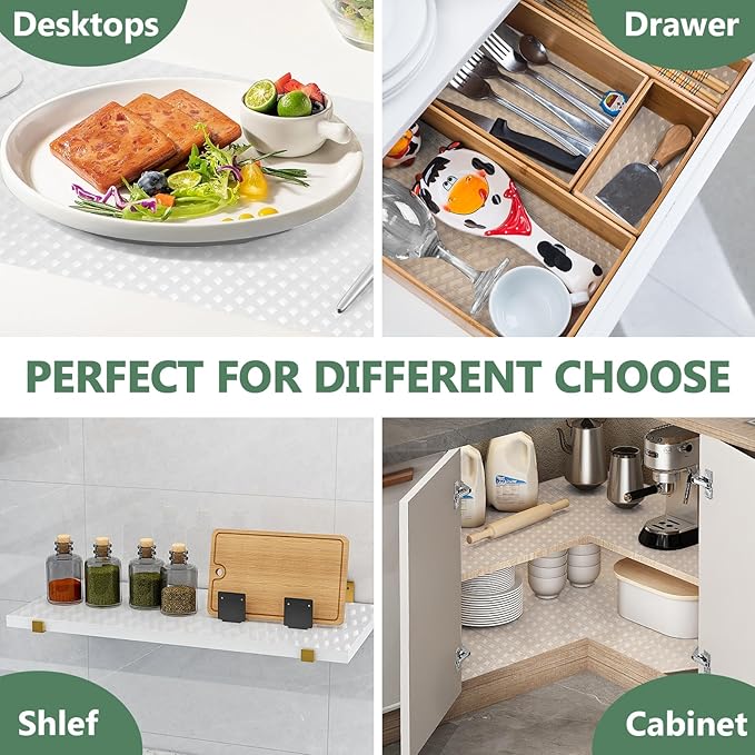 Origuuds Shelf Liners, Non-Adhesive Drawer Liner, Waterproof & Oil-Proof Kitchen Cabinet Cupboard Liner Plastic EVA Material BPA Free Fridge Liner Mats Paper Protector for Shelves (Clear/20in x 240in)