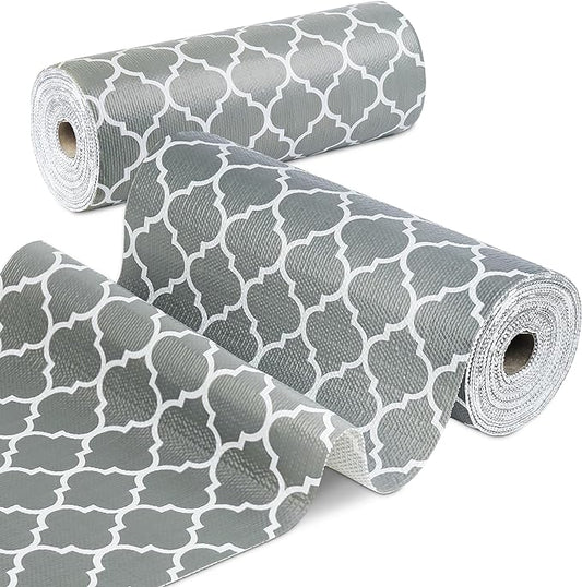 Shelf Liner for Kitchen Cabinets Non-Adhesive 12in X 10FT Cabinet Liners for Shelves Waterproof Thick Strong Grip Non Slip Drawer Liner Contact Paper for Cupboard Easy to Clean,Gray Lantern
