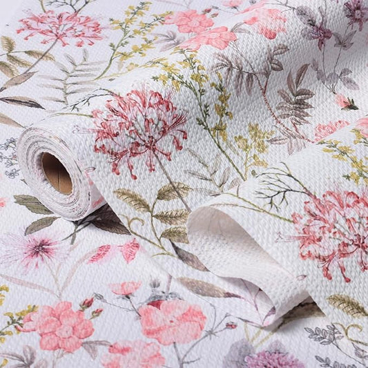 Amiitay Leaf Floral Shelf Liners Non Adhesive and Strong Non-Slip Shelf and Drawer Liners for Kitchen Cabinet Wire Fridge, Waterproof Shelf Drawer Liner,Easy to Clean,12IN x 10FT