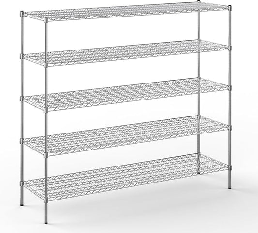 21" Deep x 72" Wide x 64" Height Wire Shelving Kit | 5-Tier | NSF Commercial Storage Rack Unit