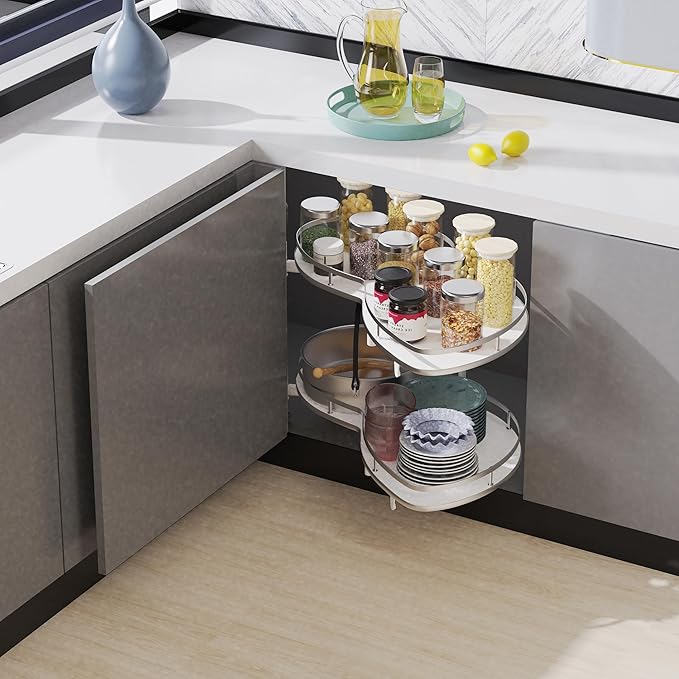 Blind Corner Cabinet Pull Out 2 Tier, Swing Right Magic Corner Organizer, 36" Width, Height Adjustable