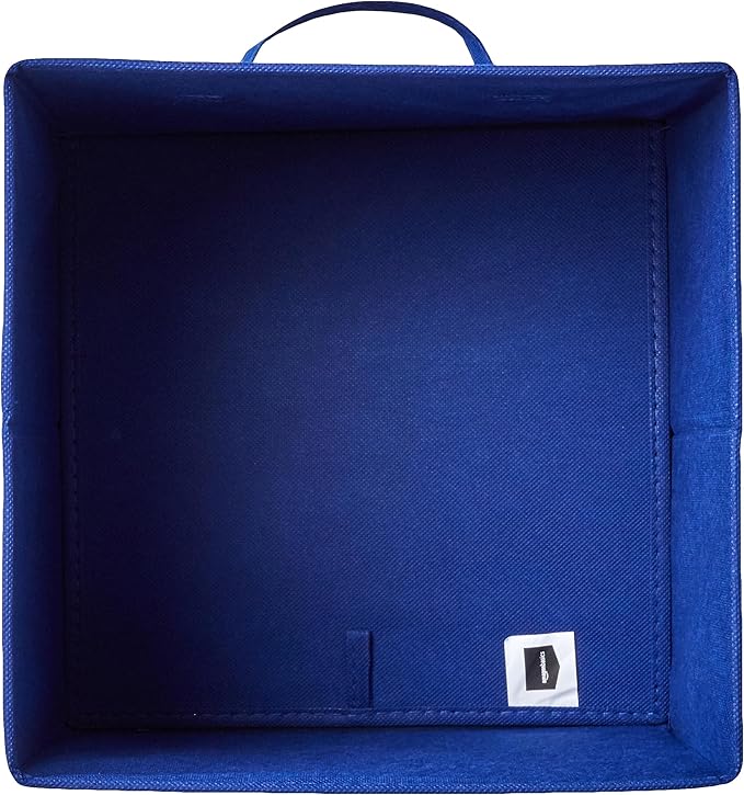 Amazon Basics Cube Organizer Storage Bins Handles,Collapsible Fabric,10.5"x10.5"x11",Navy,6 Count (Pack of 5)
