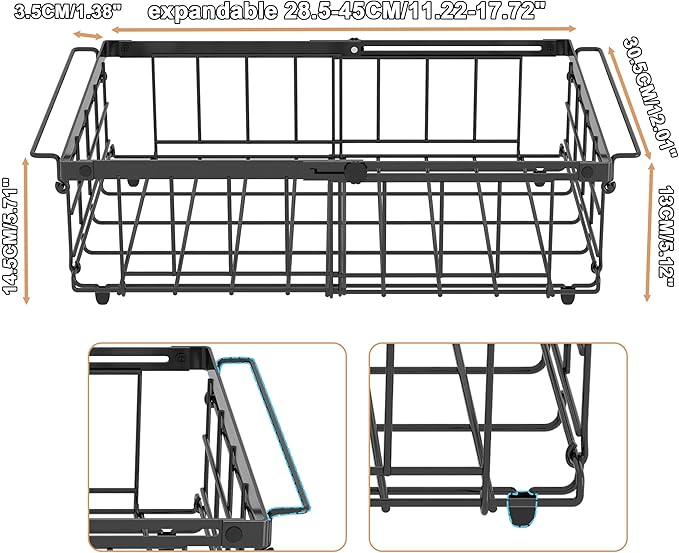 UMDONX Freezer Storage Box - Hanging Freezer Basket, Easy Slide-Out Access, 4-Piece Set, Black