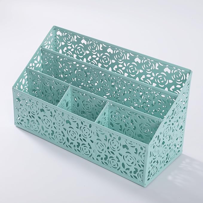 Modern Countertop Organizer, Desk Accessories - Organizer for Bills, Letters, Papers - Mail Sorter, Pencil Holder (Blue)